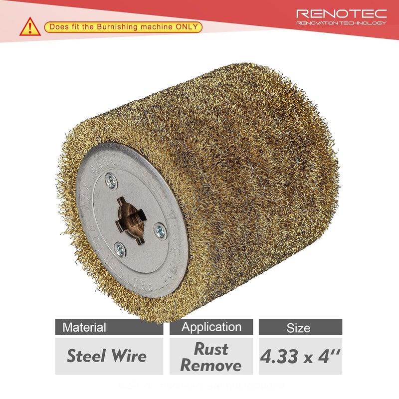 RENOTEC Steel Wire Drum, Copper Plating 0.3mm Wire, 4.33" x 4", 110x100mm, Heavy Rust Removal, for Burnishing Polishing Machine - Image 2